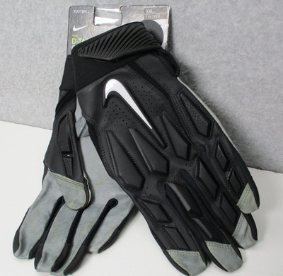 Nike D-Tack Padded Lineman Football Gloves Size XXL Black Gray 2XL