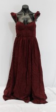Azazie Women's A-Line Ruched Floral Burnout Dress AP2 Cabernet Size: A6 NWT
