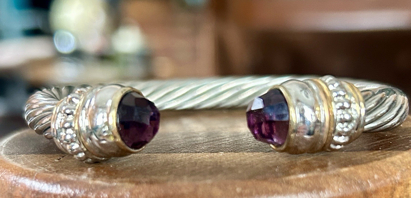 Open Cuff Bracelet With Interchangeable Jewel Tip… - image 3