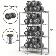 4 Tiers Wire Shelving Units Heavy Duty Adjustable Metal Shelf Storage Rack Black