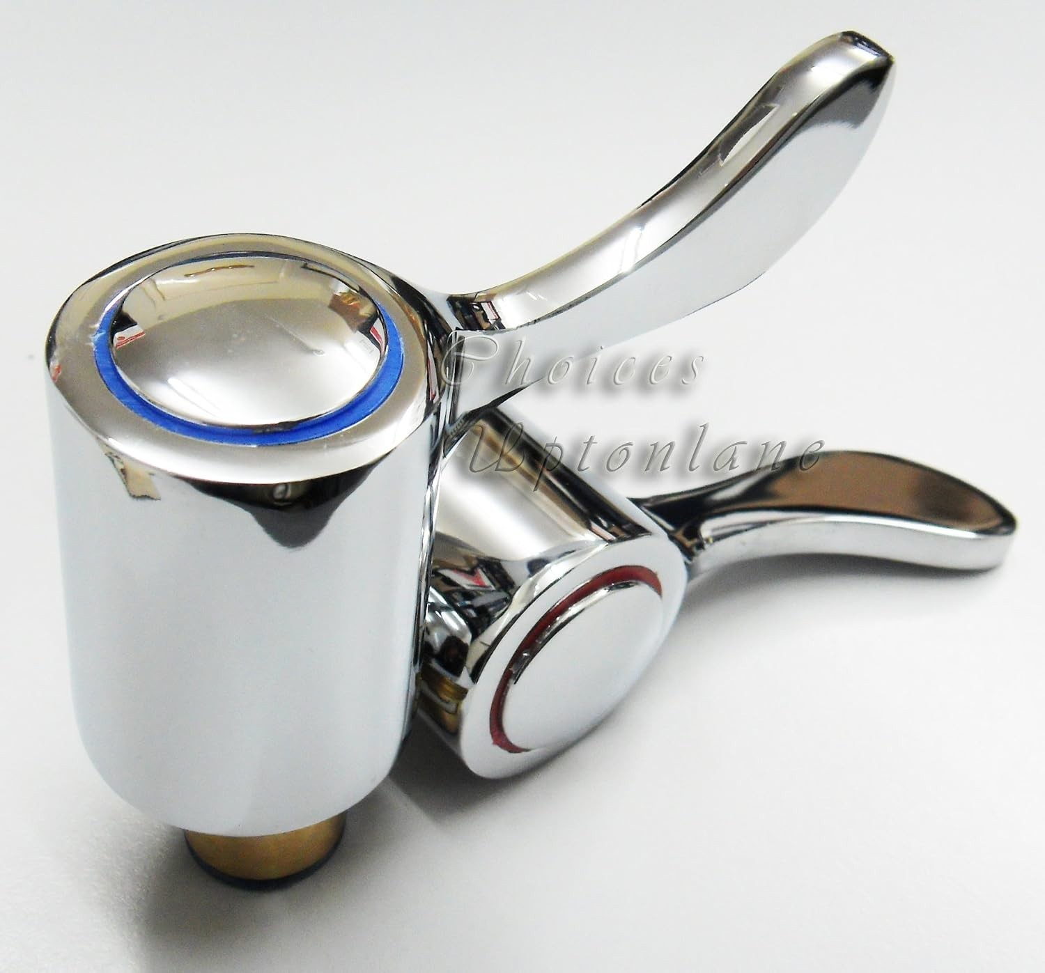 Replacement HOT & Cold 1/4 Turn 3/4" Bath Lever TAP TOP Head Covers Chrome Plated - Image 2