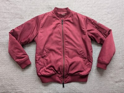 KITH Jacket Mens Medium Red Satin Bomber Full Zip Pocket Logo Flight MA-1