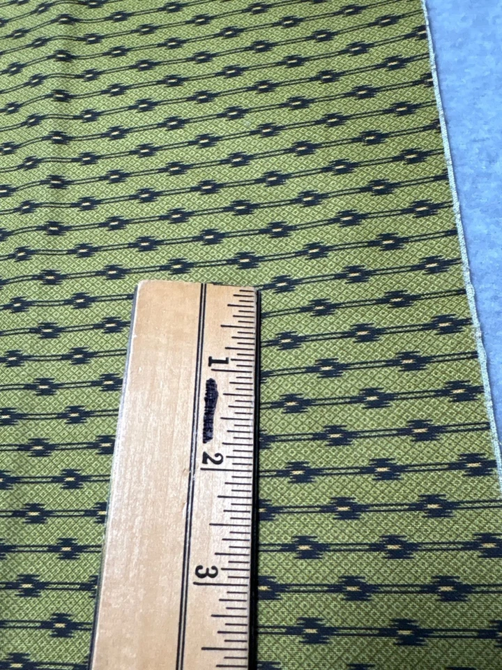 Green & Black Geometric Pattern Fabric 10" x 44" Cotton Blend for Sewing or Craf - Image 3 of 4
