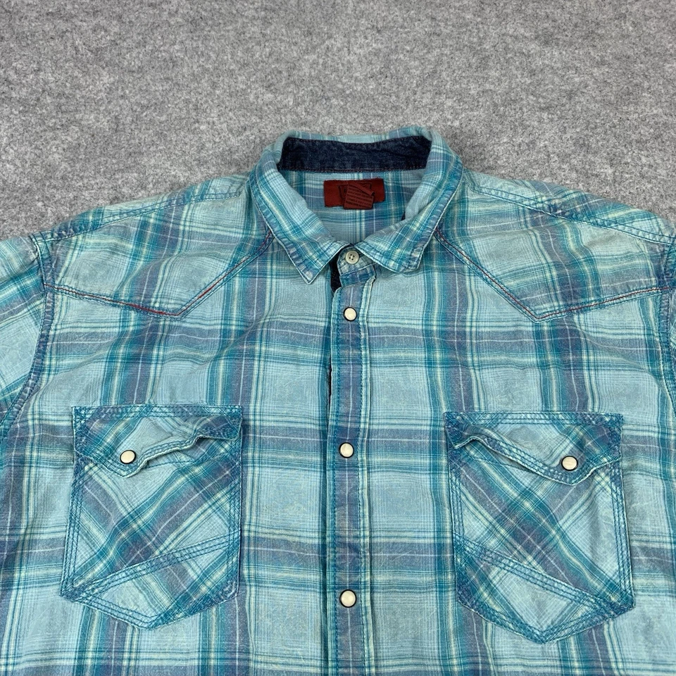 The Foundry Supply Co. Young Men's Size 2XL Pearl Snap Plaid Short Sleeve Shirt - Image 2 of 4