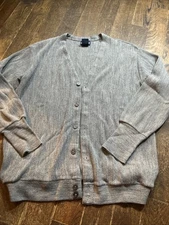 Vintage Par Four Gray Grandpa Cardigan Sweater U.S.A. Made Men's Large