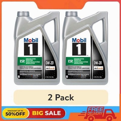 (2 pack) Mobil 1 ESP X2 Full Synthetic Motor Oil 0W-20, 5 Quart