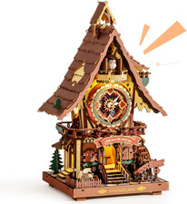 Cuckoo Clock 3D Wooden Puzzle with LED Light  Hourly Chime for Adults