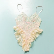 Vintage Val Mode Dainty Feminie Full Lace Lingerie Bodysuit Size Small