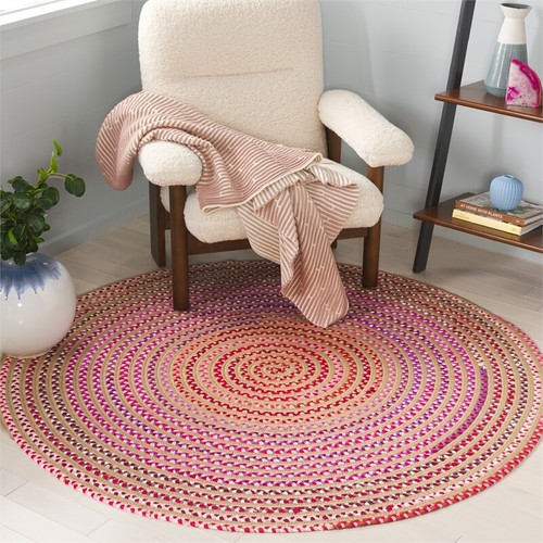 Safavieh Braided 800 2'-0" x 3'-0" Jute Hand Woven Rug in Natural / Red - Picture 5 of 7