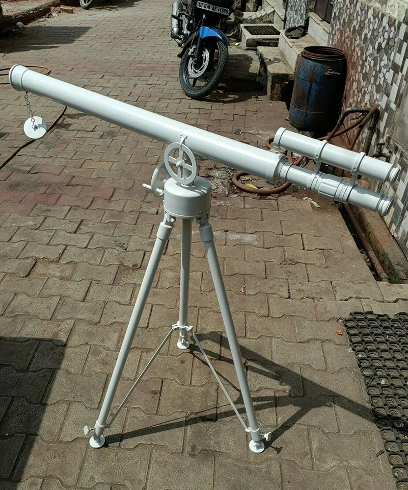 Handmade Antique Brass 39" Telescope Double Barrel with Steel Tripod Stand - Image 3 of 4