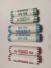 1 unc Roll of ea 2025 P+D Dimes Pennies & Nickels 6 total OBW only H/T, HH rolls