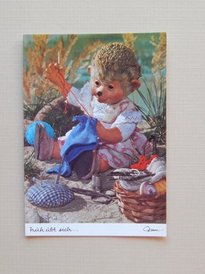 Micki the Hedgehog #424 Crochet Knitting Old Color Mecki Postcard from Germany