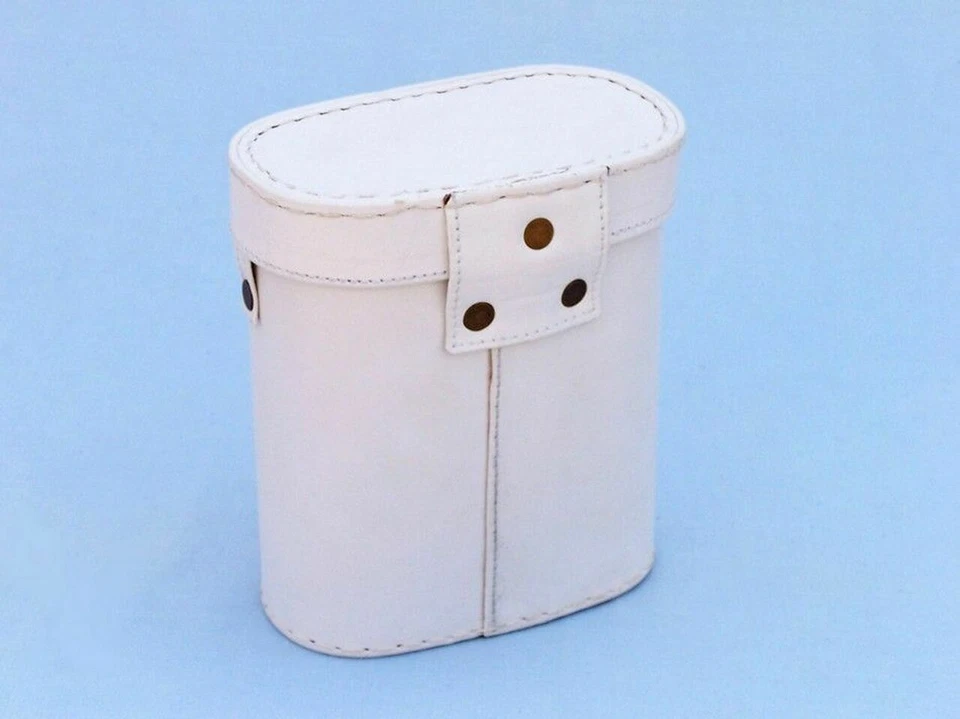 Sifaat World 6" Commanders White Leather Chrome Binoculars, Cyber Monday Gift - Image 2 of 4