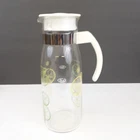 Vintage Lemon Lime Refrigerator Glass Pitcher Carafe 1 Qt. with Lid and Handle