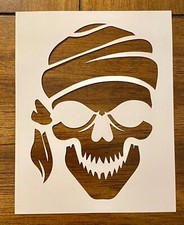 Skull With Bandana Reusable 10 MIL Laser Cut Mylar Stencil Painting Art Supplies