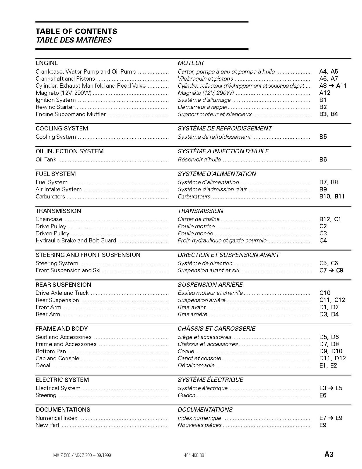 SkiDoo parts manual catalog book 2000 MX Z 700 SB BLACK eBay