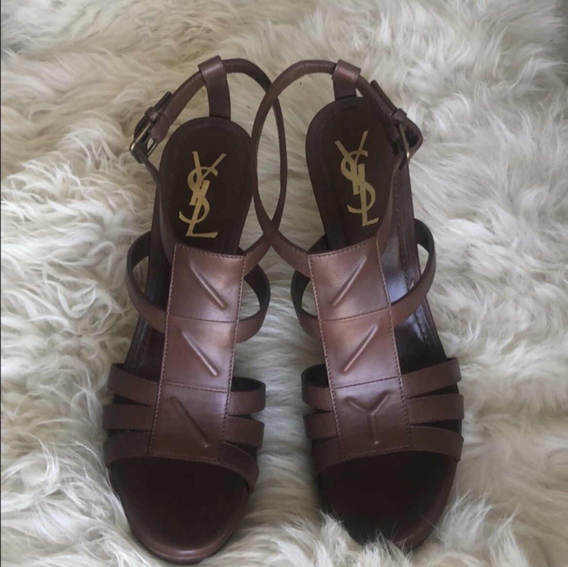 YVES SAINT LAURENT YSL sandali marroni in pelle tacchi alti scarpe donna 38 5 offerte