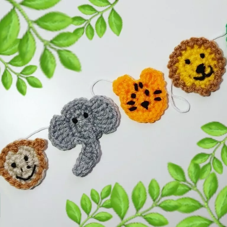 Safari Animal Jungle Lion Bunting Garland Crochet Handmade Decor Gift Nursery