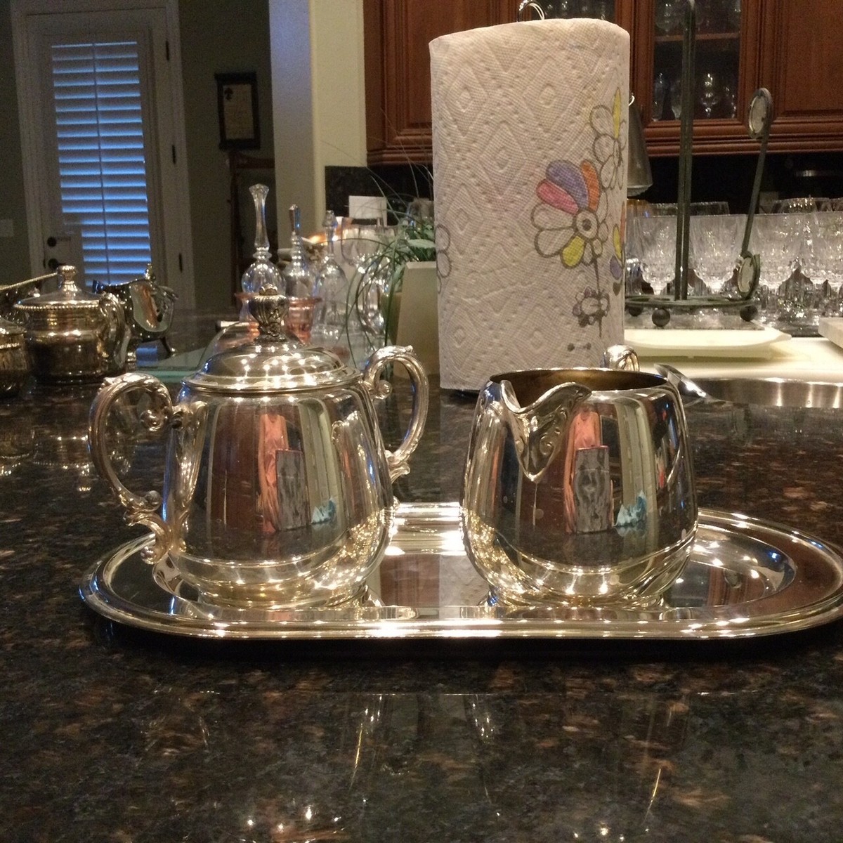 Wm Rogers Spring Flower Creamer/Sugar/Tray Set | eBay