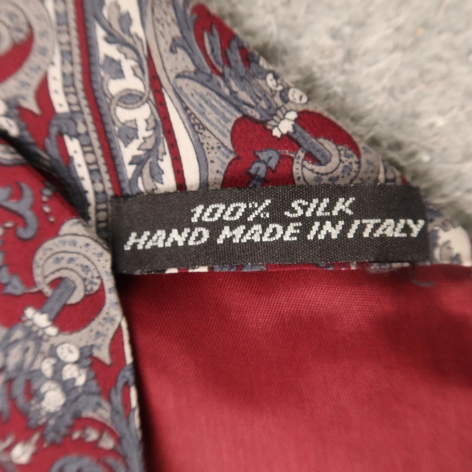 Corbata Stafford azul rojo cachemira 100 % seda hecha a mano 3" Foto 3 de 4