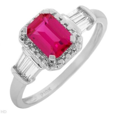 STUNNING SOLID 10K WHITE  GOLD RUBY AND SAPPHIRE  RING 7
