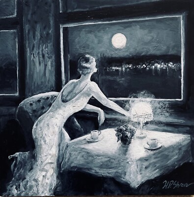 'My Glittering Moon' Giclee print, Glamorous Train Bygone Era, unframed