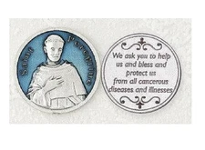 Blue Enameled St. Peregrine - Pocket Token Coin 6005