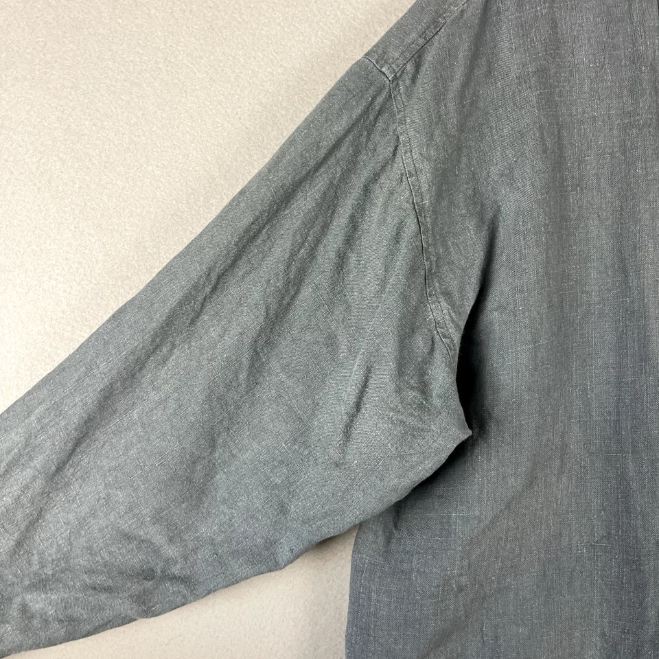 Chaqueta de lino Dosa Christina Kim para mujer mediana 2 azul mandarín frente rana mínima Foto 4 de 4