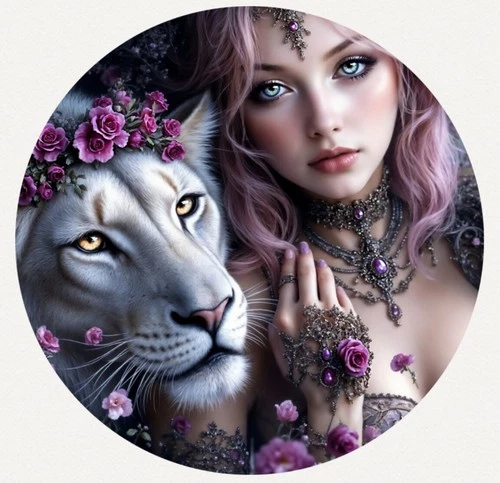 Hayleybug 1 oz Lioness of the Lunar Bloom silver Round w/ COA mintage 15