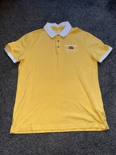 Mens Napapijri Polo T-Shirt, Size 2XL, Yellow, Short Sleeve, Woven, Button, (G2)
