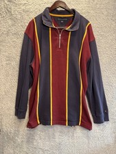 Vintage 1990  s Tommy Hilfiger Long Sleeve Rugby Stripe Polo Shirt Mens XXL