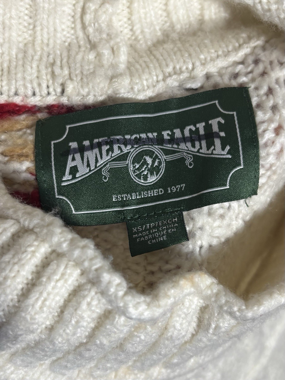 American Eagle Patchwork Fair Isle Snowflake Cabl… - image 3