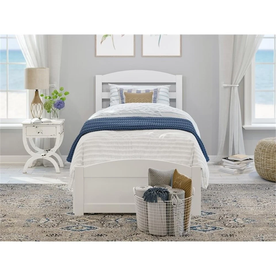 AFI Warren Solid Wood Twin Bed w/ Footboard & Twin Trundle in White - Image 3 of 4