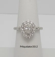 1CT Natural Pear Diamond Halo Engagement Wedding Bridal Ring 14K White Gold Band