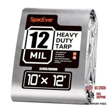 Tarp Heavy Duty FT, 12 Mil Thick Large Tarps Water-Proof 10x12 Silver Brown