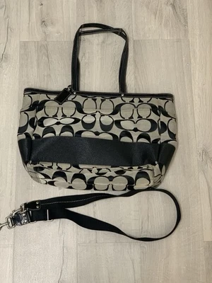 VTG 2007 Coach Signature XL Stripe Tote Diaper Bag/Multipurpose Black F13803 - Image 1 of 4