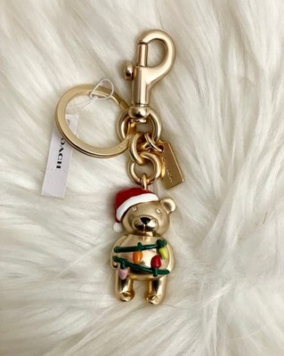 NWT Coach Christmas Lights Bear Bag Charm CN572 In Gold | eBay