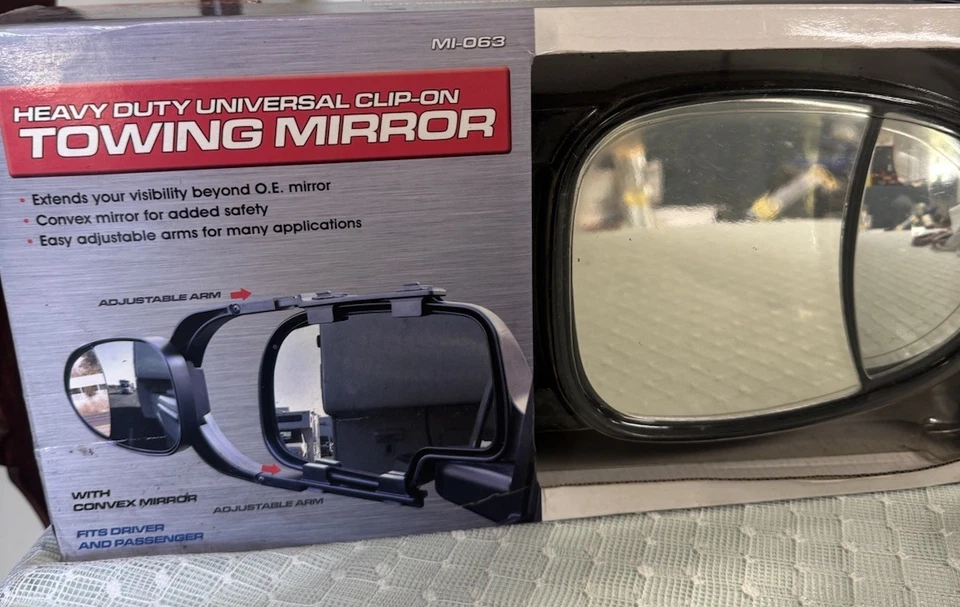 Juego de 2 espejos retrovisores de remolque con clip de alta resistencia de ajuste universal NUEVO Foto 2 de 4