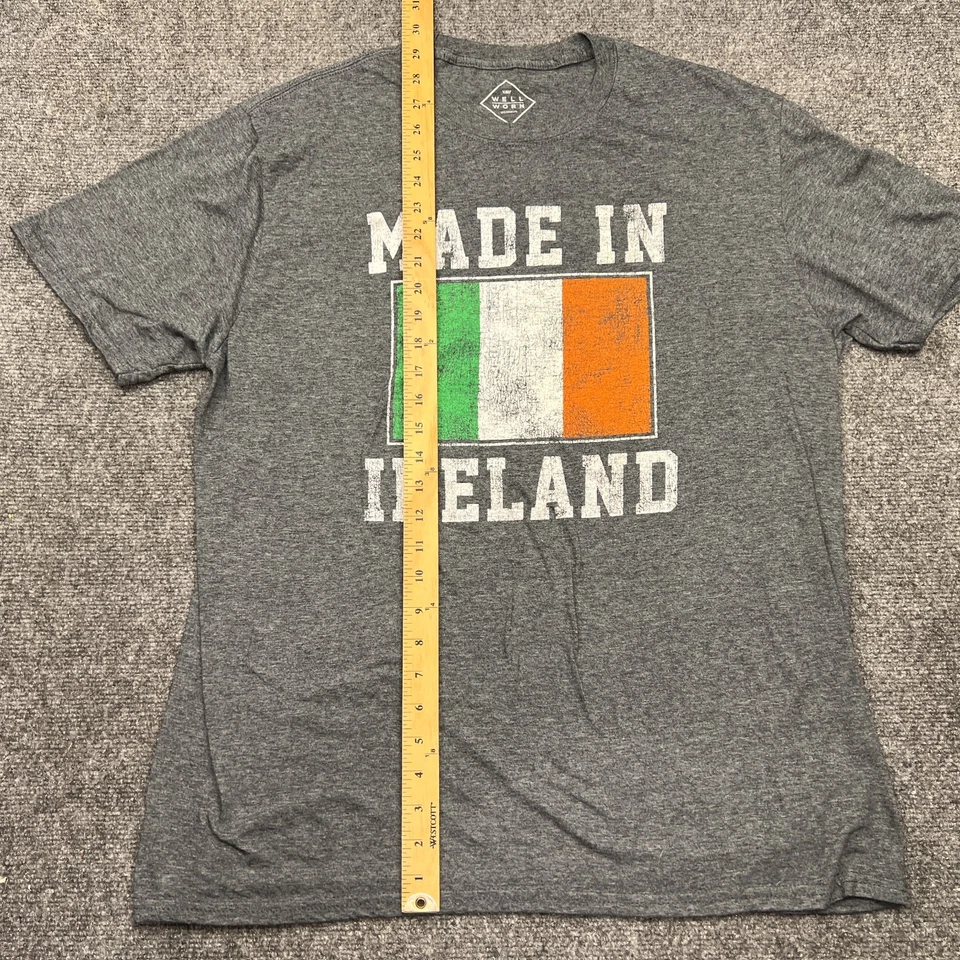 Хорошо изношенный Лос-Анджелес сделано в Ирландии флаг футболка для взрослых XL серый футболка - Изображение 3 из 4