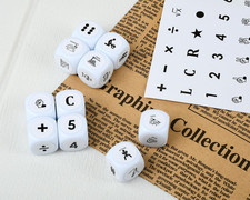 16 mm Blank Dice Write On Bulk of 55 Pieces with 60 Styles Stickers for Board...