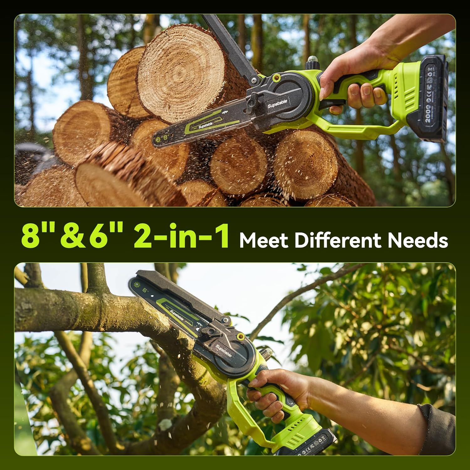 Mini Chainsaw Cordless, 8 Inch & 6 Inch Electric Chainsaw Battery ...