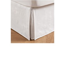 Pleated Waffle Weave Bed Skirt Tailored Dust Ruffle Queen 16 Inch Drop Easy Fit