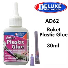ROKET PLASTIC GLUE 30ml bonds Styrene Polyester Butyrate AD62 Deluxe Materials