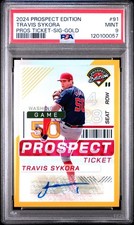 2024 PANINI PROSPECT EDITION #91 TRAVIS SYKORA SIGNATURE-GOLD AUTO #/10 PSA 9