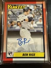 2025 Topps Ben Rice RC 1990 Topps Baseball Auto 90A-BRI Yankees Rookie Autograph