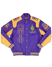 Big Boy Omega Psi Phi Racing Twill Jacket Gold Size 4XL