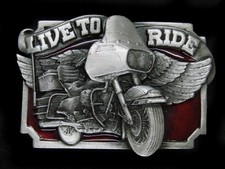 TI05115 VINTAGE 1982 LIVE TO RIDE MOTORCYCLE COMMEMORATIVE BELT BUCKLE