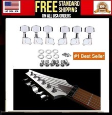 Kmise A0103 6 Piece 3L3R Acoustic Guitar Tuning Pegs Machine Head Tuners, Chrome