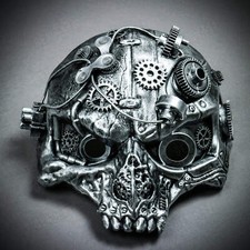 NEW Ghost Skull Steampunk Masquerade Cosplay Halloween Costume Party Mask Silver