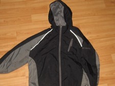 COLUMBIA Boy's 6/7 Zip Spring Fall Jacket Hooded Windbreaker Black Gray Hooded